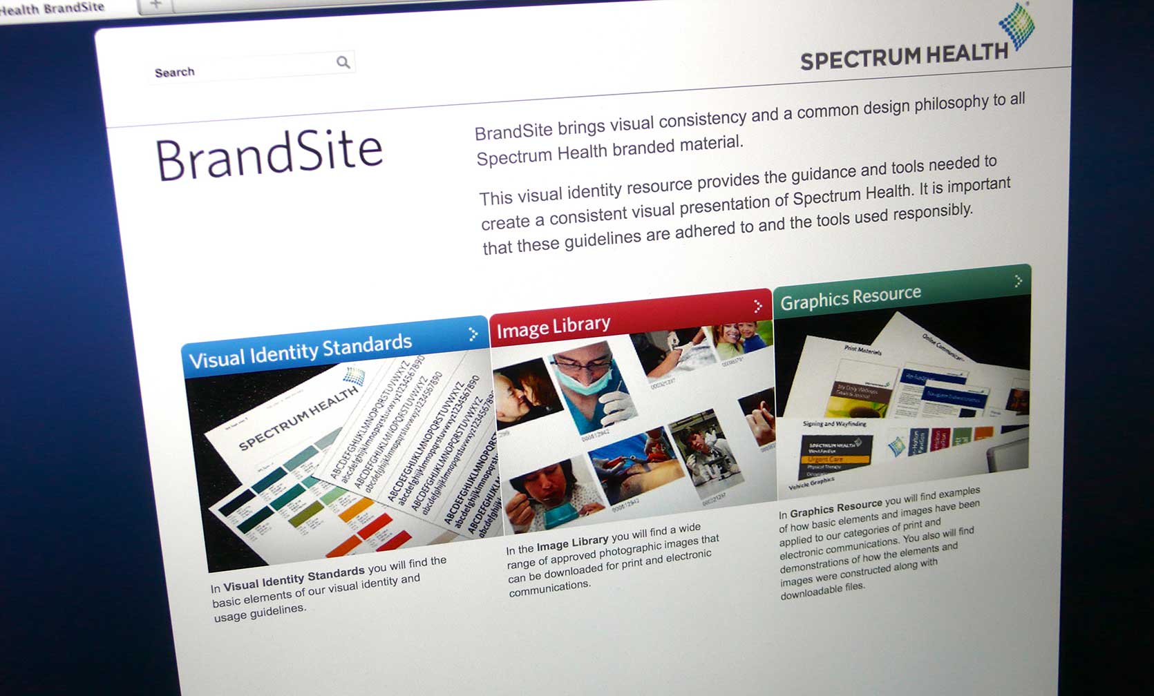 spectrum-health-system_BrandSite-screen.jpg Art Direction by: Bart Crosby, Crosby Associates